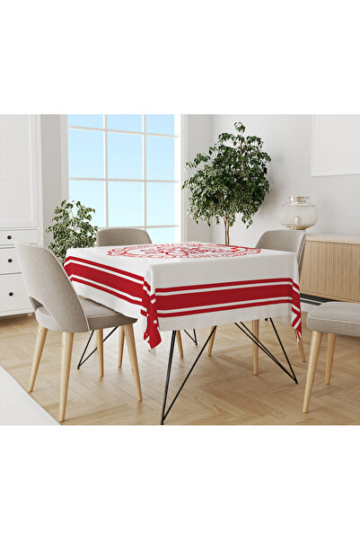 Evmila Christmas Themed Digital Printed Tablecloth with Christmas Text Pattern