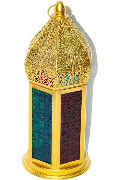 Generic Rosy Moment Arabic Tealight Lantern Candle Holder, Gold, 32×12 cm
