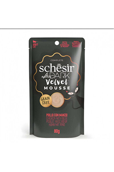 Schesir After Dark Velvet Mousse for Cat Chicken with Beef Wet Food 80G