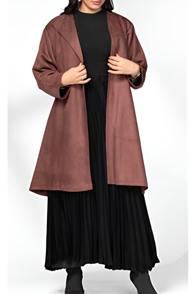 outline Brown suede skirt abaya