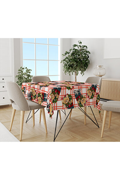 Evmila Față de masă digitală cu imprimeu cu model Teddy tematic de Anul Nou