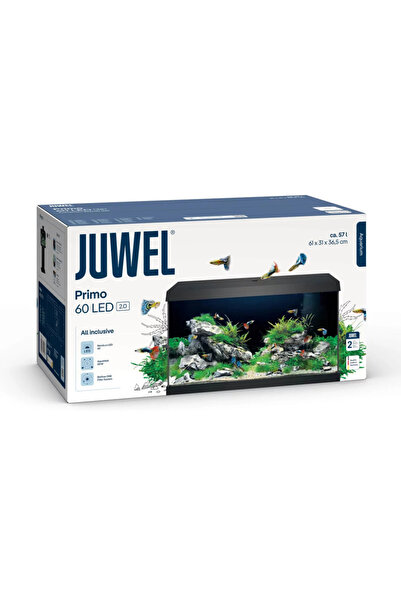 Juwel حوض أسماك بريمو 60 LED 2.0 LED سعة 57 لترًا مع سخان وفلتر - أسود
