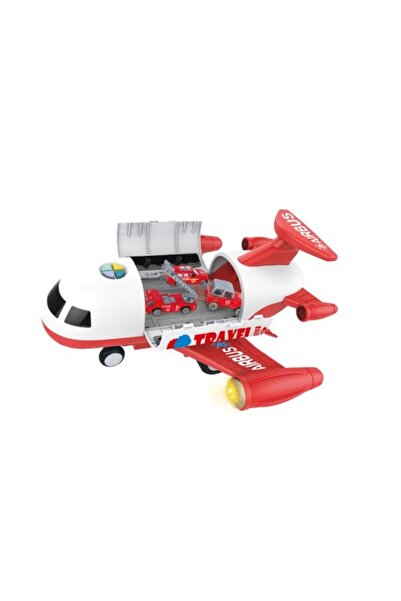 OEM Kids cargo airplane with 6 toy cars - red