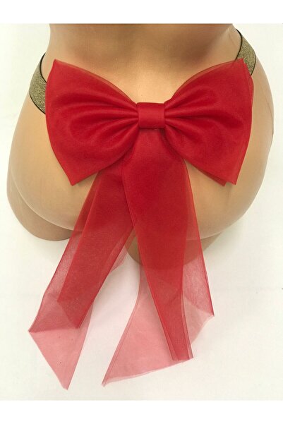 NSMLİFE Christmas Gift, Christmas, Red Velvet Thong with Bow Detail on the Back, String Model