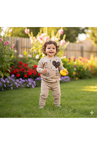 Poppy طقم كاجوال مكون من قطعتين على شكل قلب منقوش عليه الفهد للفتيات من عمر 1-4 سنوات