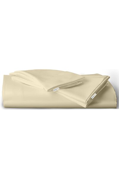 COTTON HOME طقم ملاءات مسطحة فائقة النعومة من 3 قطع، لون بيج، مفرد 160×220 سم...