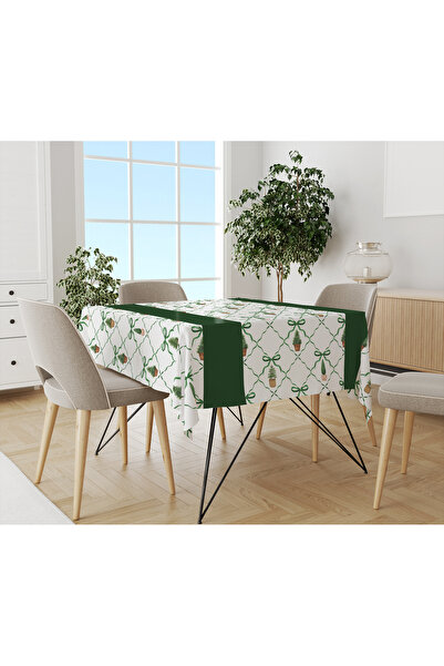 Evmila Christmas Themed Pine Tree Patterned Digital Printed Tablecloth