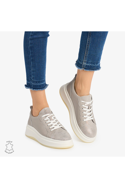 ANGEL BLUE WOMEN'S Casual Shoes made of Natural LEATHER CRL0947 GREY COLOR