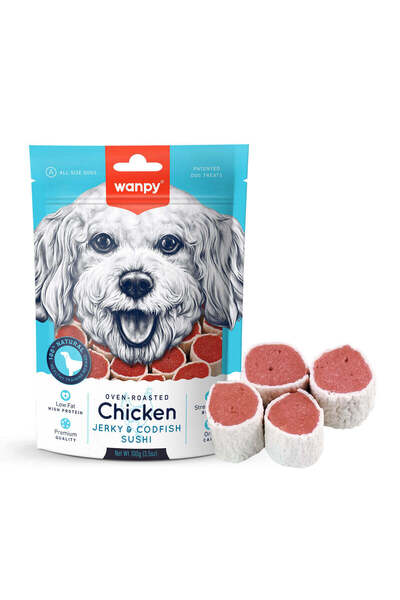 Wanpy Chicken Jerky and Codfish Sushi Dog Treats