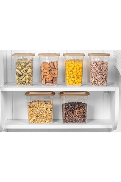 CRALEX Tosca 6-Piece Food Storage Set, 2L, Stackable, BPA-Free, Beige