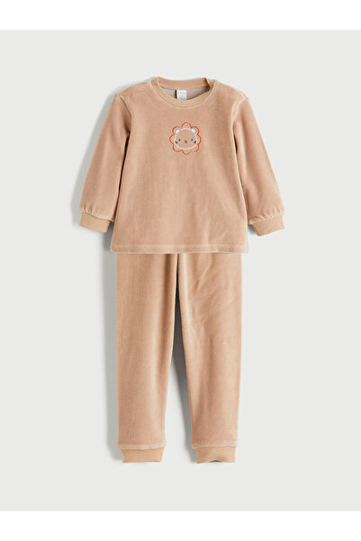 LC Waikiki Brown Striped Baby Boy Sweatshirt and Pants 2-Piece Set