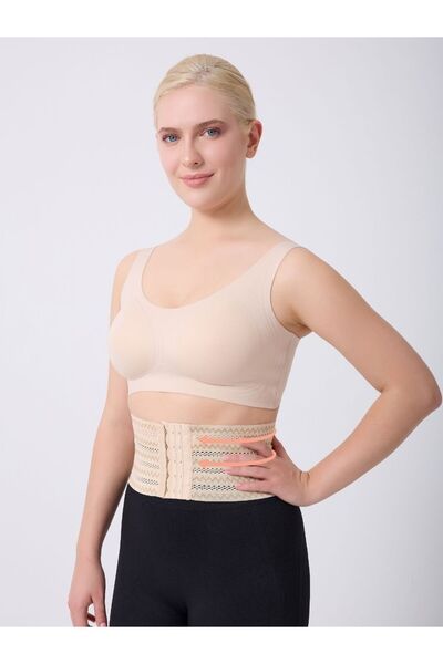 MİSTİRİK Cechini Short Model Patterned Breathable Waist-Lifting Tightening Latex Corset Skin Color