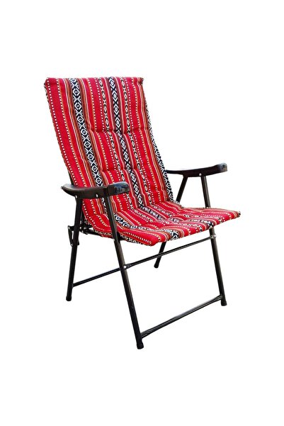 Generic ALOMAIRI GO 2 CAMPS Foldable Camping Chair with Cushion - Sadu Red
