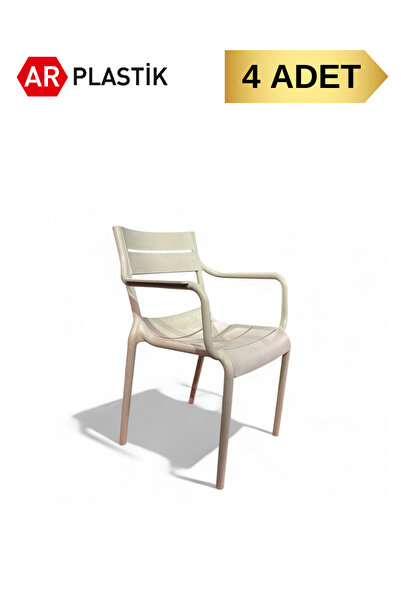 AR PLASTİK Modern Bahçe Sandalyesi 4 Adet, Kafe Sandalyesi, Mutfak Sandalyesi