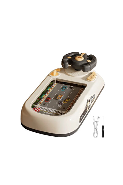 TodayShop Interactive Steering Wheel Toy with Race Tracks and Cars, White