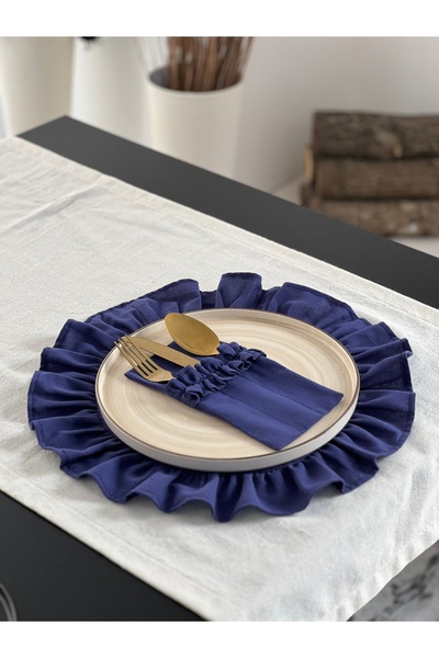 KaiAtelier Set de 2 farfurii americane rotunde din lenjerie de pat Deep Ham, ...