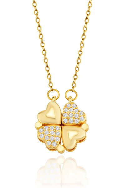 Cosmia Shine قلادة على شكل قلب ذهبية اللون - من الفولاذ المقاوم للصدأ مع أحجا...