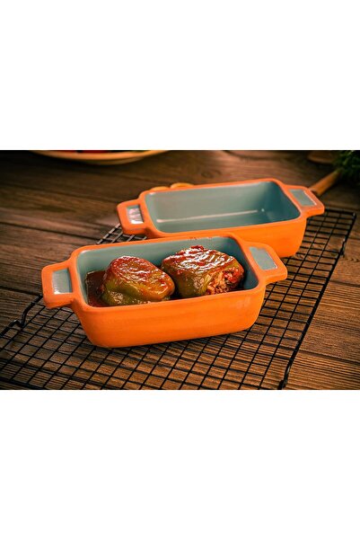 Generic Luxiol Handmade Rectangular Terracotta Oven Tray, Lead-Free, Oven-Safe (Set of 2)