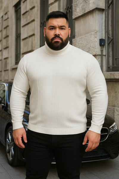 Maccali Ανδρικό πλεκτό πουλόβερ με ρίγες σε λευκό χρώμα