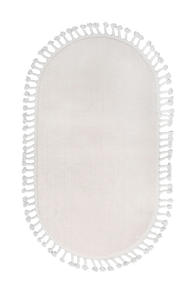 Dijidekor Plush Oval Fringed Carpet Mink Color Erasable 120X250