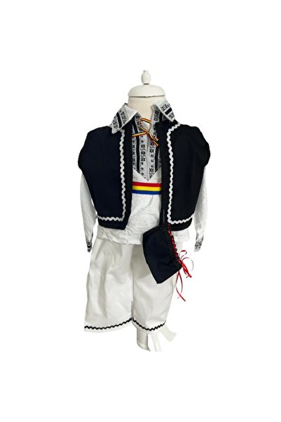 OEMMM Costum tradițional de băieți cu vestă, alb/negru (ARD)