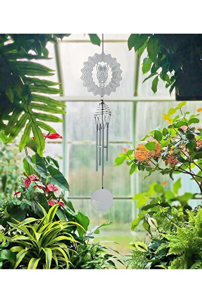 e-life shop Feng Shui Baykuş Temalı Rüzgar Çanı Dış Mekan Bahçe Balkon Süsü Y...