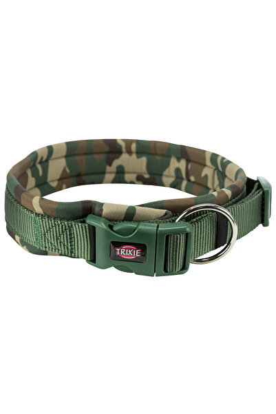 Trixie Premium Padded Extra Wide Dog Collar, L-XL 56-62 cm/25 mm, Camouflage/Forest Green