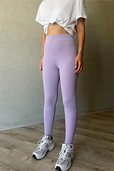 manolyabutik Yüksek Bel Toparlayıcı İçi Polarlı Kışlık Fitilli Tayt Pantolon