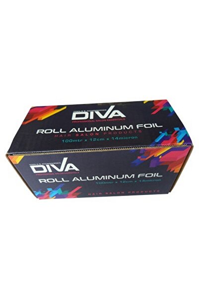 DİVA لفائف ألومنيوم لتلوين الشعر وتفتيحه | ١٠٠ متر × ١٢ سم | درجة صالون