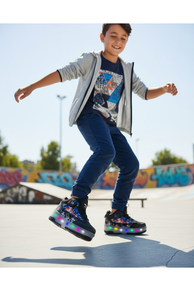 ROCKY Çocuk Patenli Işıklı Ayakkabı - Yeni - Tekerlekli Boğazlı Spor Ayakkabı...