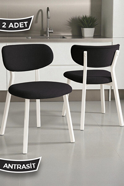 Canisa Toldy Serisi 2 Adet Antrasit Bukle Kumaş Beyaz Metal İskeletli Ayak Mu...