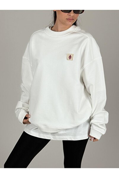 COCOPELLI Ethnic Patterned White Women's Sweatshirt Coc1092