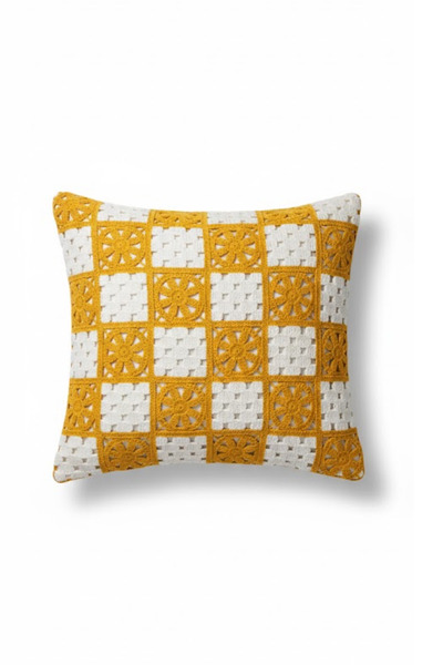 homytextiles Patchwork Crochet Knit Square Patterned Bohemian, Modern Throw Pillow Cover