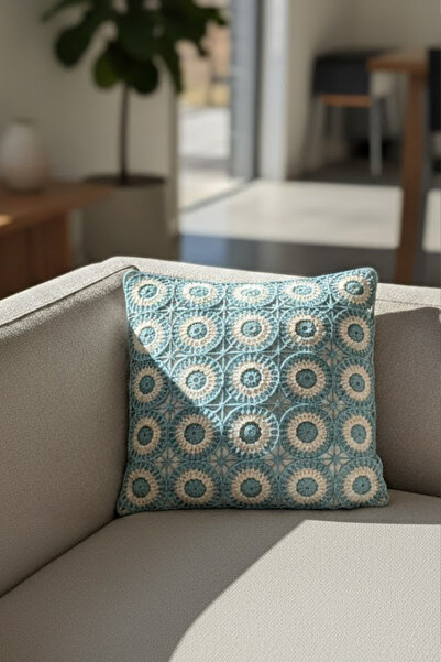 homytextiles Openwork Knitting, Crochet Knitting Square Patterned Bohemian, Modern Throw Pillow Cover