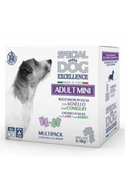 Monge Wet Dog Food, Special Dog Excellence, Adult Mini, Lamb/Rabbit, 12 x 100 g