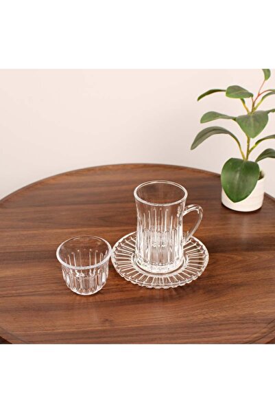 cc bin shihon Crystal glass tea and coffee set, cup and saucer with Arabic coffee cups, 18 pieces for 6 people