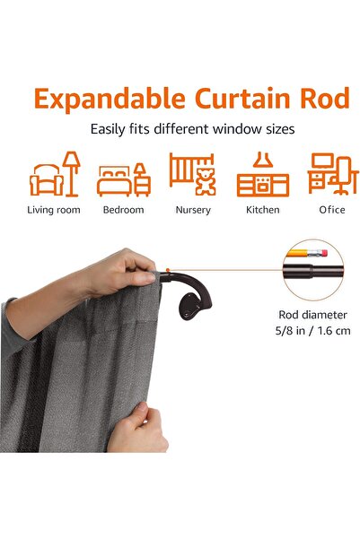 Amazon basics Room-Darkening Curtain Rod, 58 in, Espresso (Dark Bronze)