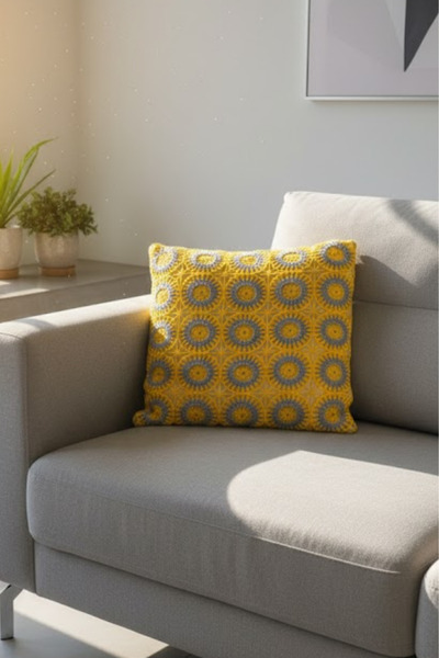 homytextiles Openwork Knitting, Crochet Knitting Square Patterned Bohemian, Modern Throw Pillow Cover