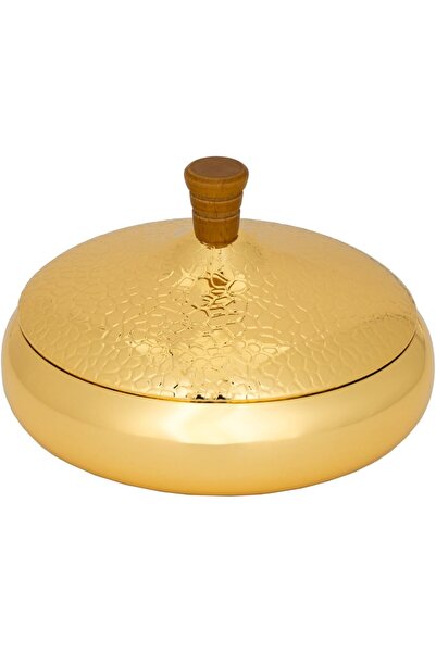 Generic Marian Date Bowl with Round Design and Lid, Gold Color, Medium Size, ...