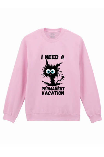 Cu Pisici Bluza Printata-I Need A Permanent Vacation, Unisex