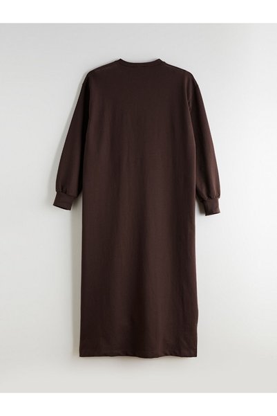 LC Waikiki LCW Modest Kahverengi Bisiklet Yaka Sweat Elbise