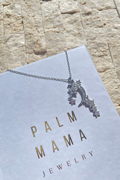 PALM MAMA JEWELRY Ay Yıldız Sallantılı Gümüş Renk Paslanmaz Çelik Yılbaşı Hed...