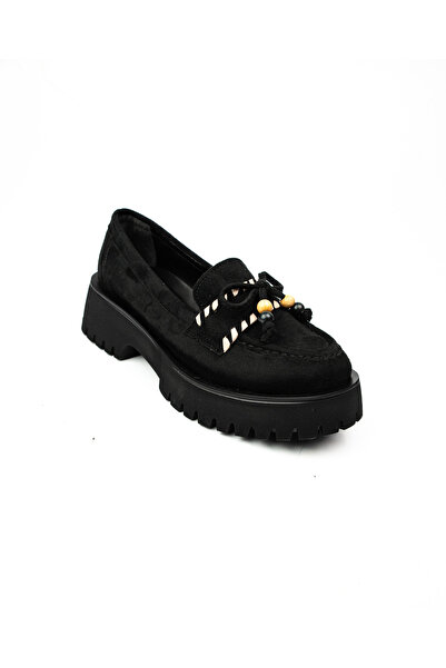 MASSİMA 620 Pantofi casual pentru femei din piele de căprioară neagră