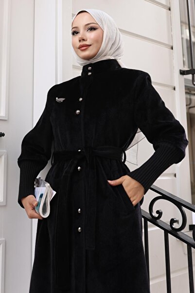 Missvalle Brooch Detailed Coat Black 19279