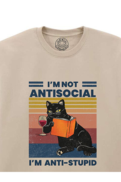 Cu Pisici Anti-stupid Printed Sweatshirt, Unisex