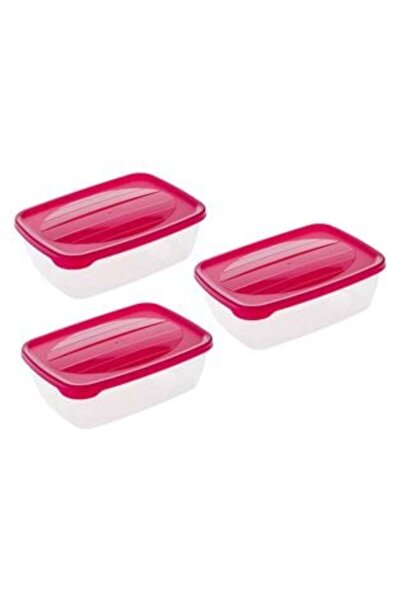 OEM Transparent Food Containers with Fuchsia Lid 2 L - 3 pcs