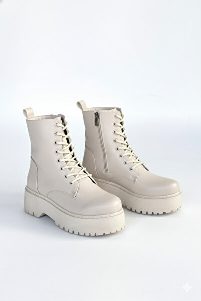 Zerenyus Jonni Premium Beige Lace-Up Boots