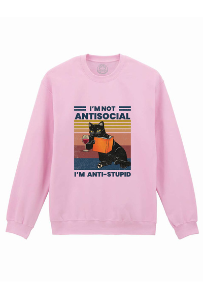 Cu Pisici Anti-stupid Printed Sweatshirt, Unisex