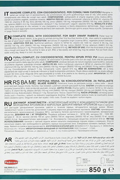 Padovan Junior Coniglieti Rabbit Food 850Gm