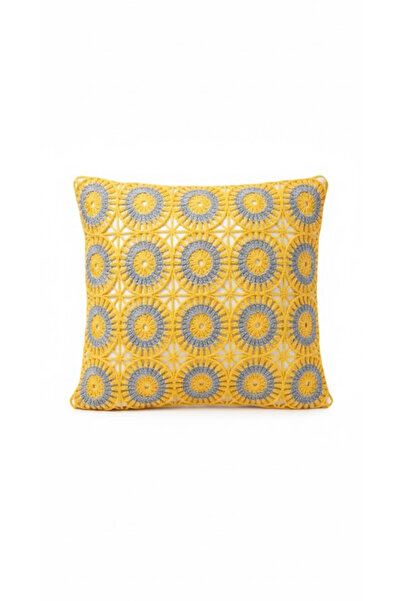 homytextiles Openwork Knitting, Crochet Knitting Square Patterned Bohemian, Modern Throw Pillow Cover